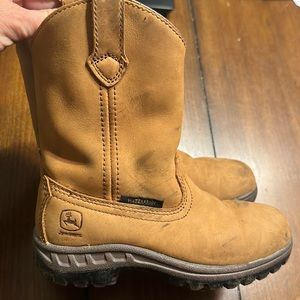 John Deere kids size 12 1/2 Tan Waterproof Wellington boots